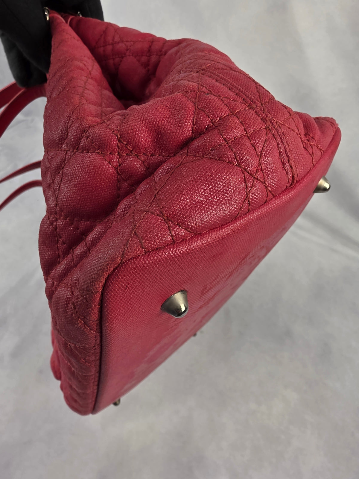 Christian Dior Red Cannage Coated Canvas Medium Panarea Tote Bag