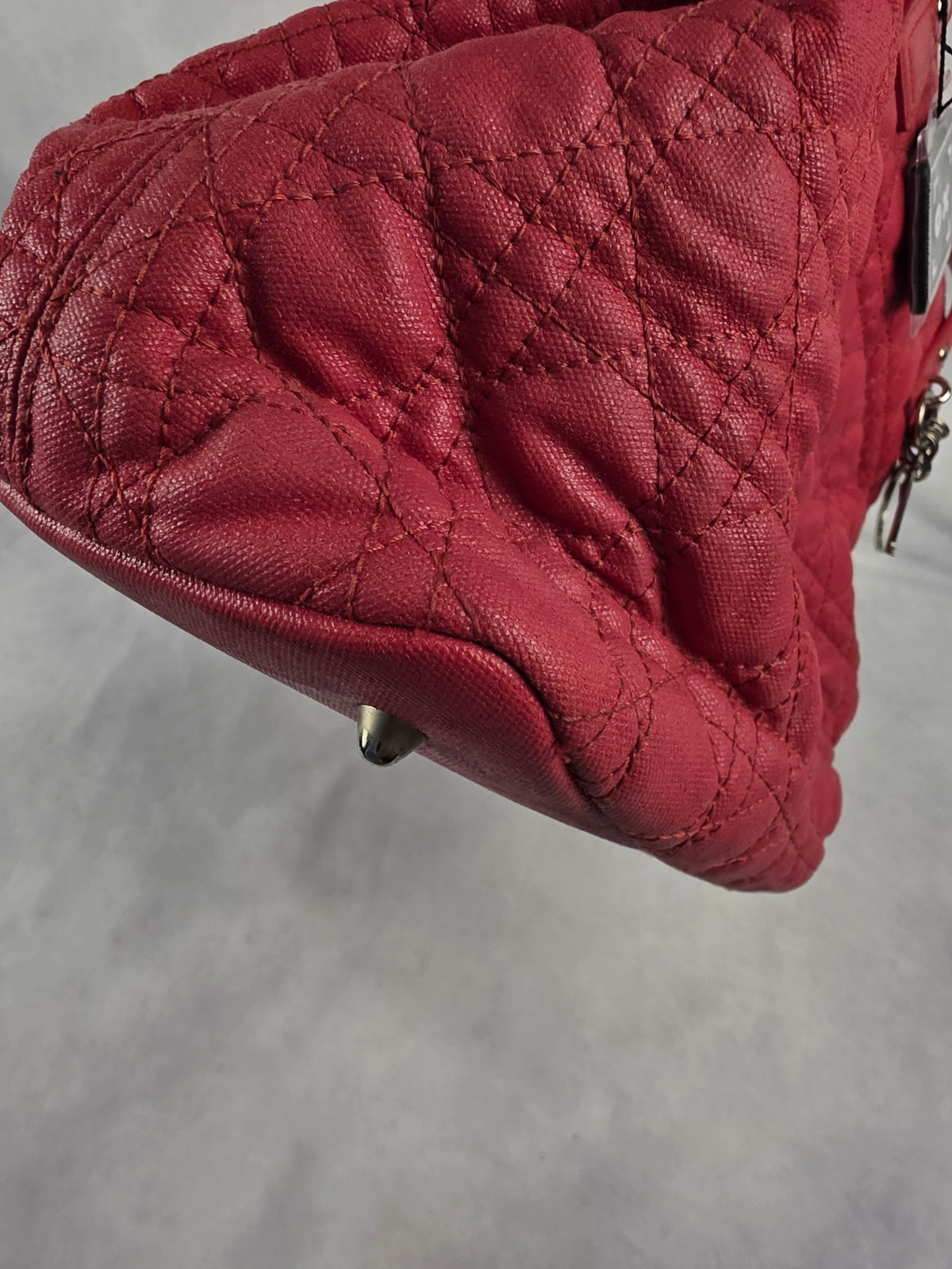 Christian Dior Red Cannage Coated Canvas Medium Panarea Tote Bag