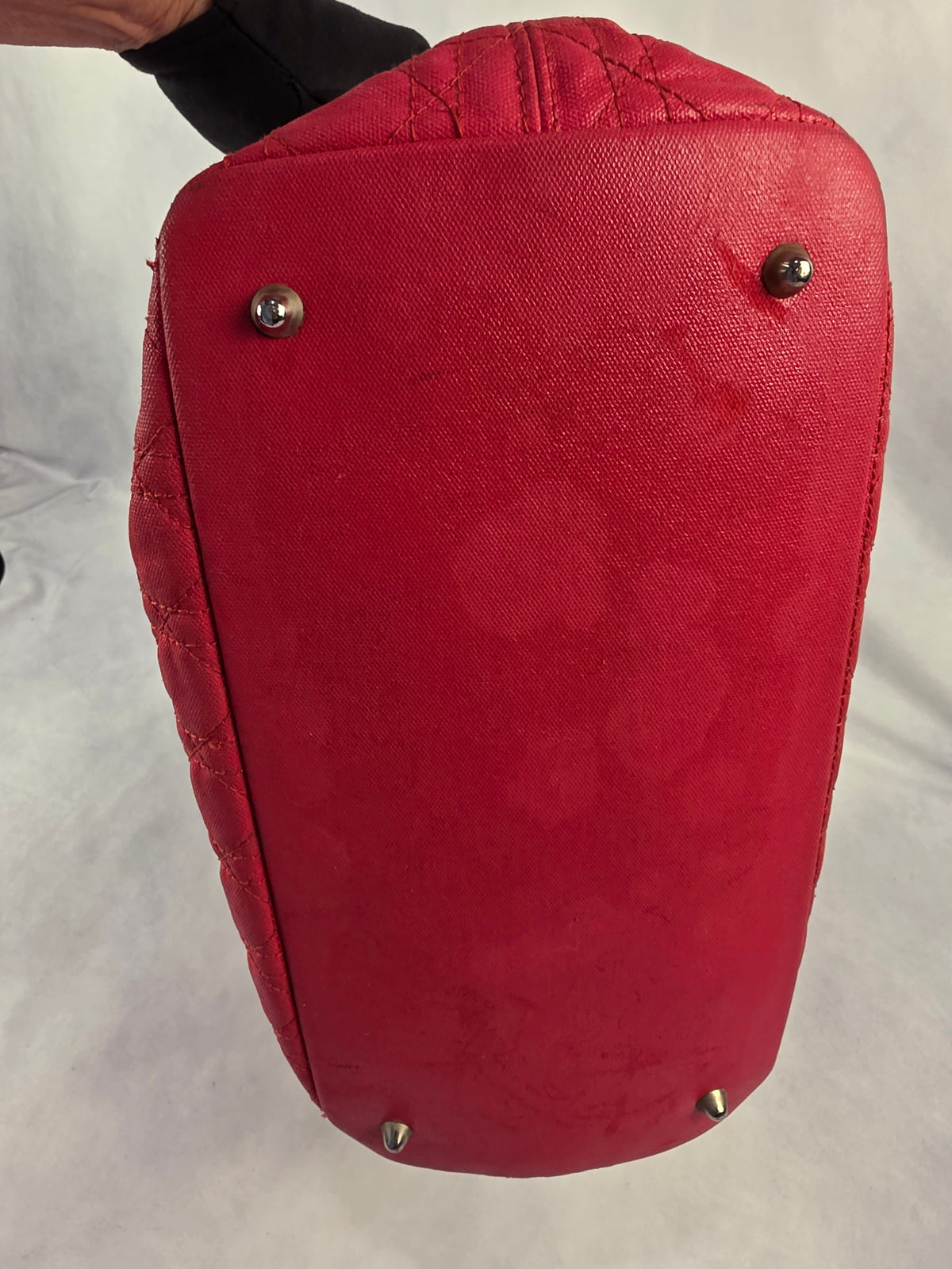 Christian Dior Red Cannage Coated Canvas Medium Panarea Tote Bag
