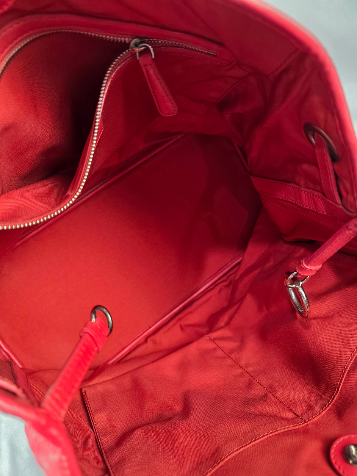 Christian Dior Red Cannage Coated Canvas Medium Panarea Tote Bag
