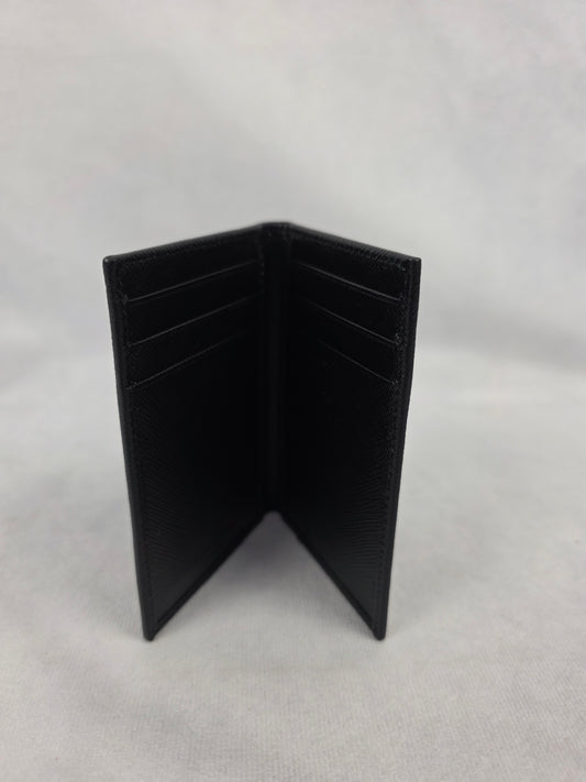 Prada Saffiano Black Leather Slim Card Holder Wallet