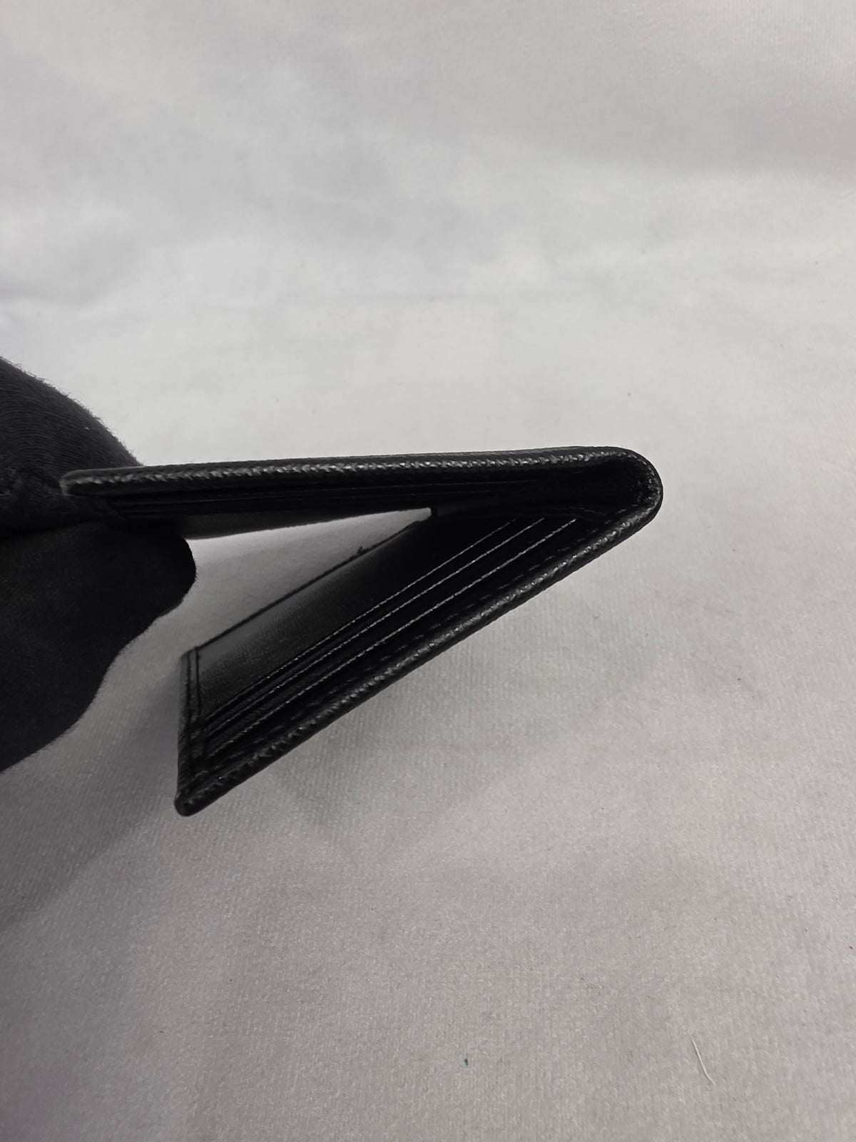 Prada Saffiano Black Leather Slim Card Holder Wallet