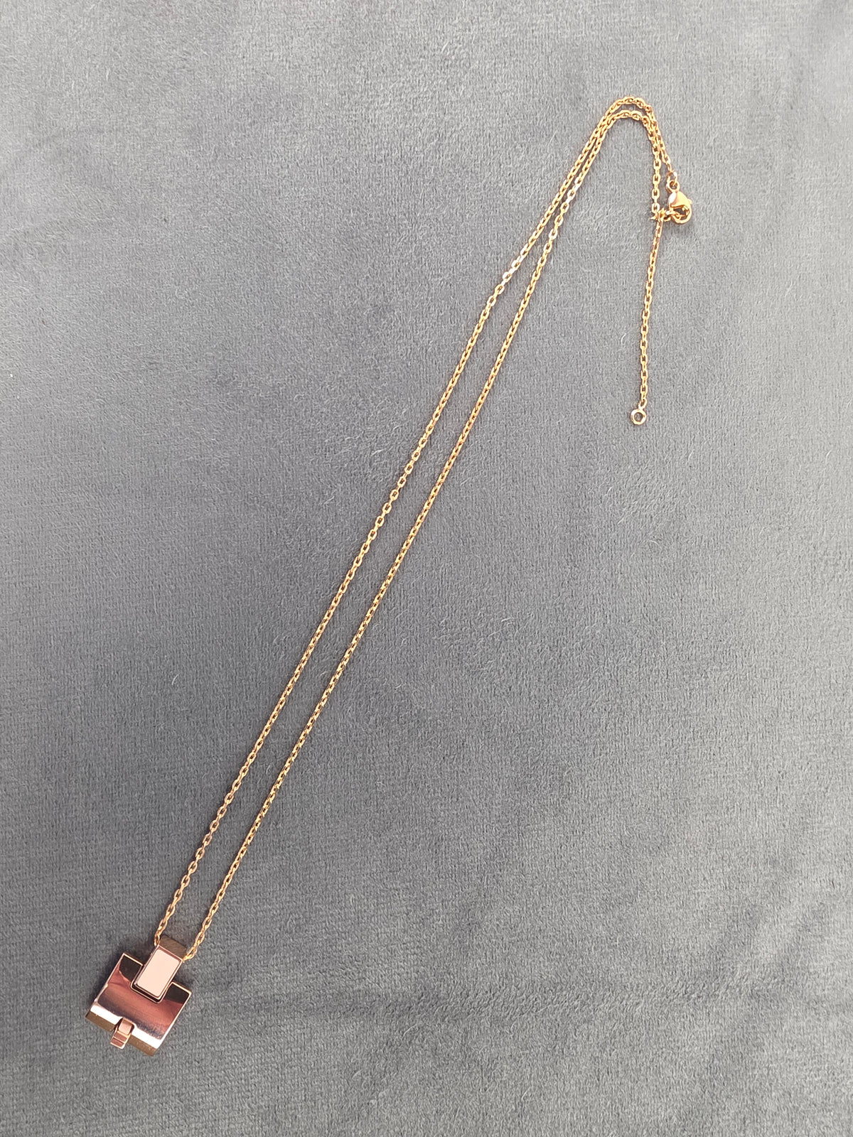 Hermès Eileen H Pendant Necklace, Rose Gold with Pink Enamel