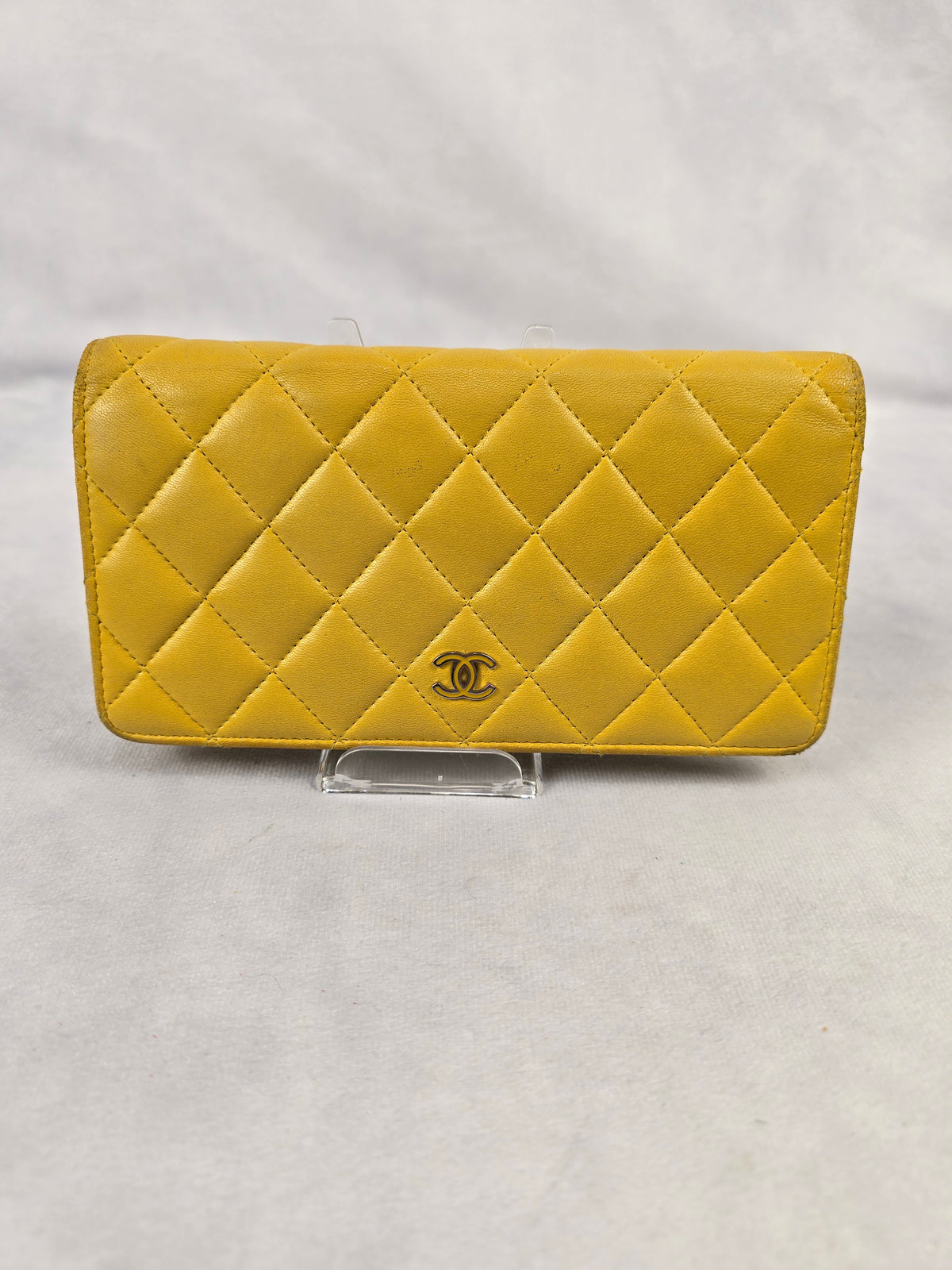 Chanel Timeless Classic Matelasse Long Wallet in Yellow Lambskin