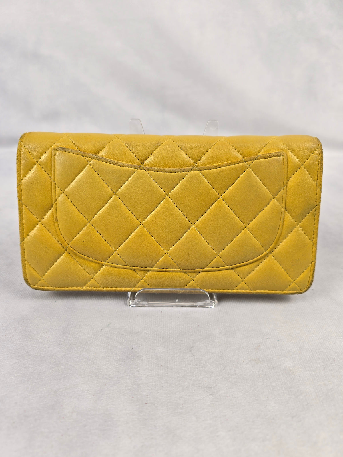 Chanel Timeless Classic Matelasse Long Wallet in Yellow Lambskin