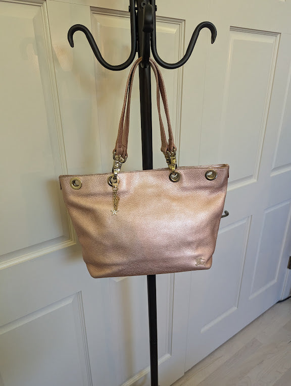 Burberry Pink Metallic Blue Label Handbag
