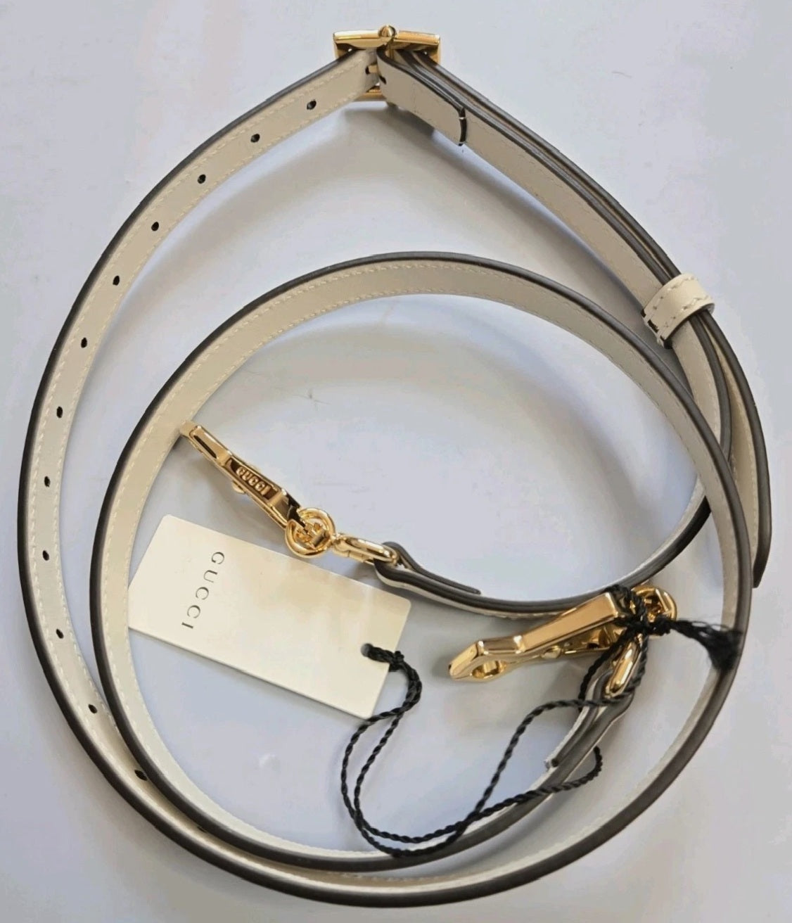 Gucci Sylvie Mystic White Leather Shoulder Strap for 421882 Bag 540221 New