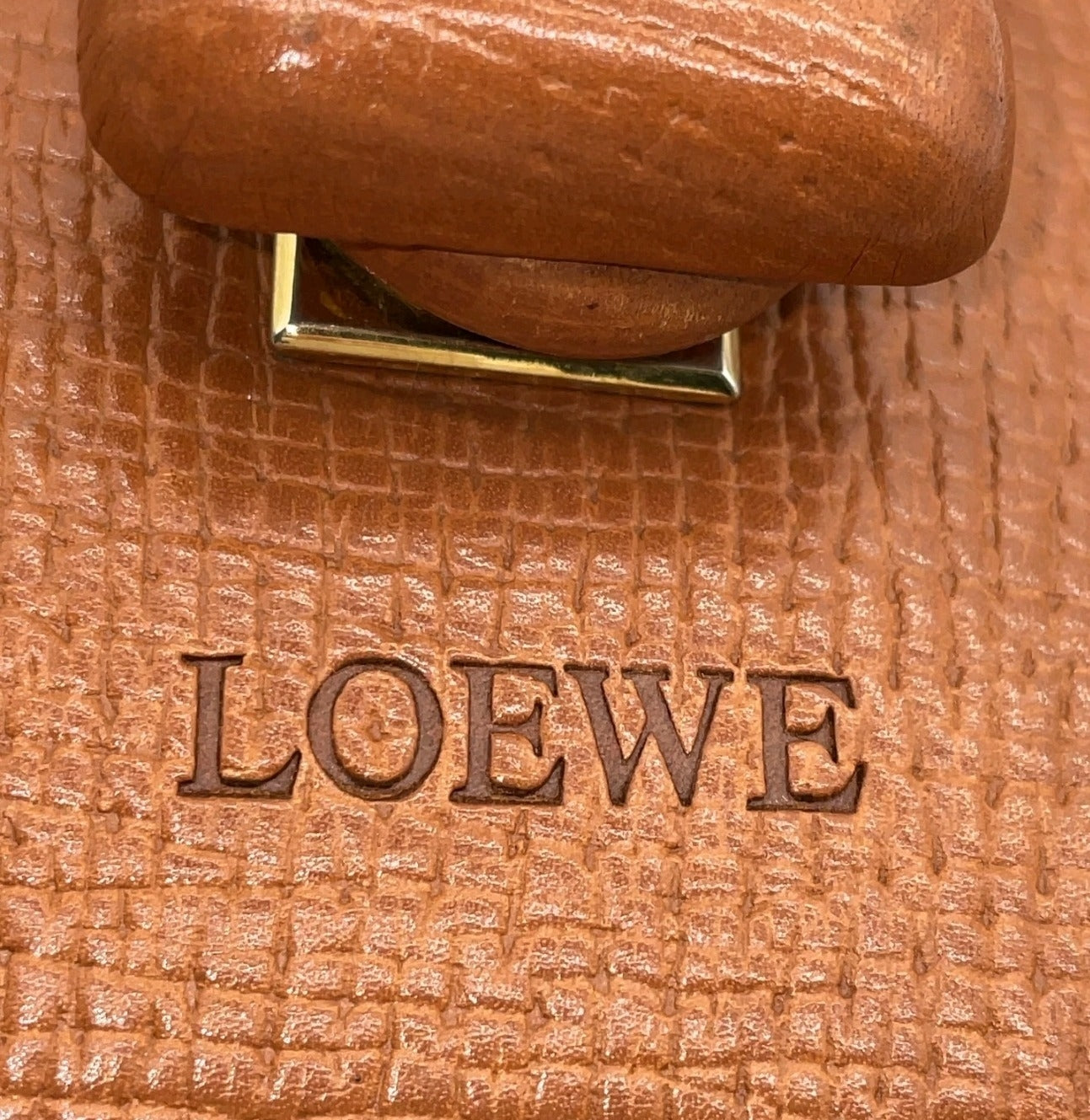 Vintage LOEWE Brown Grained Leather "Twisted Knot" Toggle 2-Way Bag